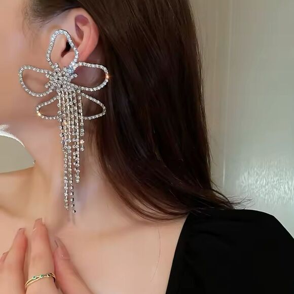 REVOLVE Jewelry - “Crystal Flower Tassel Earrings – Glamorous Statement Jewelry”